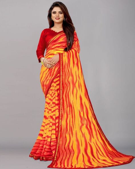 Buy Red Yellow Dual Tone Georgette Saree online-Karagiri – Karagiri Global