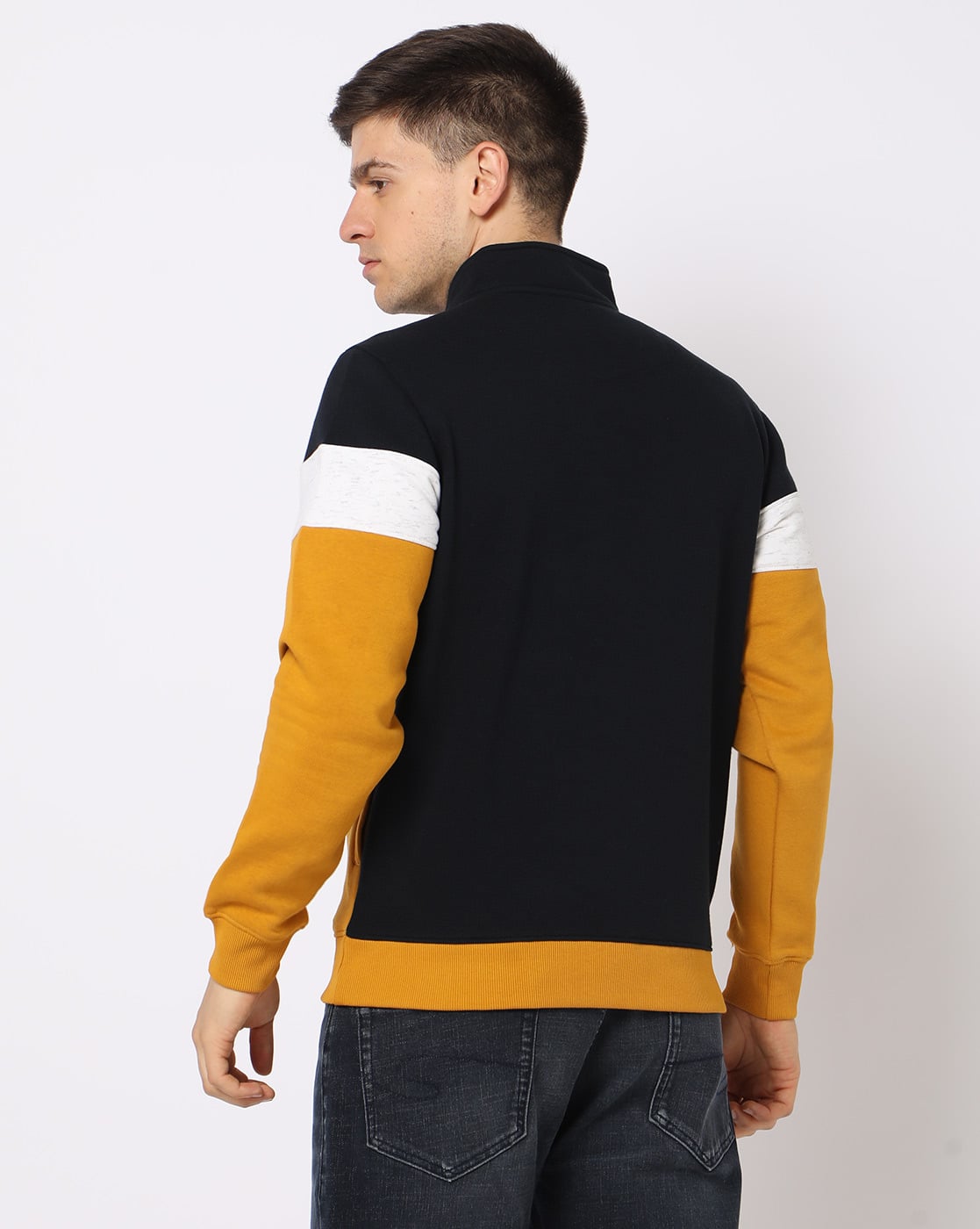 Buy Mustard Yellow & Black Sweatshirt & Hoodies for Men by LEE
