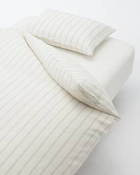 Striped Linen Plain Weave Queen-Size Duvet Cover