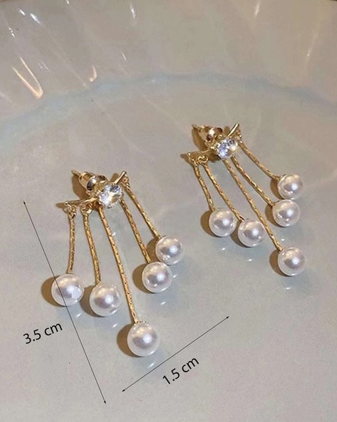 Buy Stunning Gold Plated Glass and Pearl Drop Earrings Online in USA – Pure  Elegance