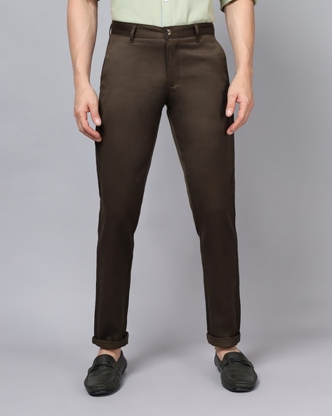 Brown Cotton Pants  Mens Casual Wear Slim Fit Cotton Pants
