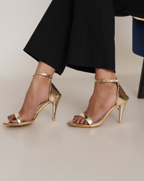 Buy Gold Heeled Sandals for Women by Fabbhue Online Ajio