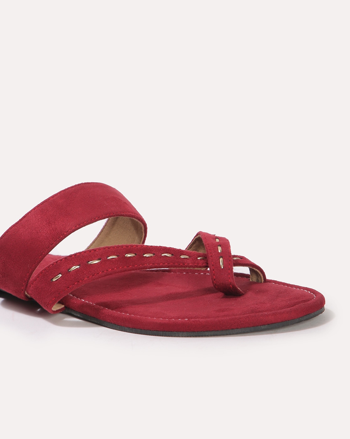 Red suede 2024 flat sandals