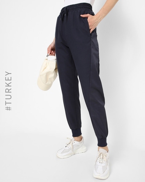 Women Panelled Joggers with Drawstring Waist