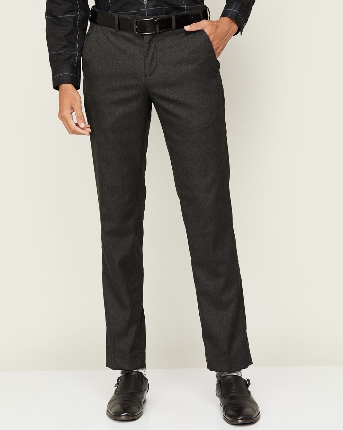 Buy Black Trousers & Pants for Men by CODE BY LIFESTYLE Online