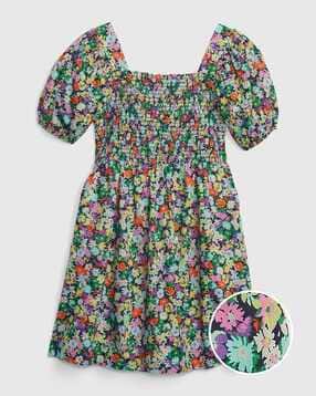 gap kids Floral Print Smocked Fit & Flare Dress-picture-38
