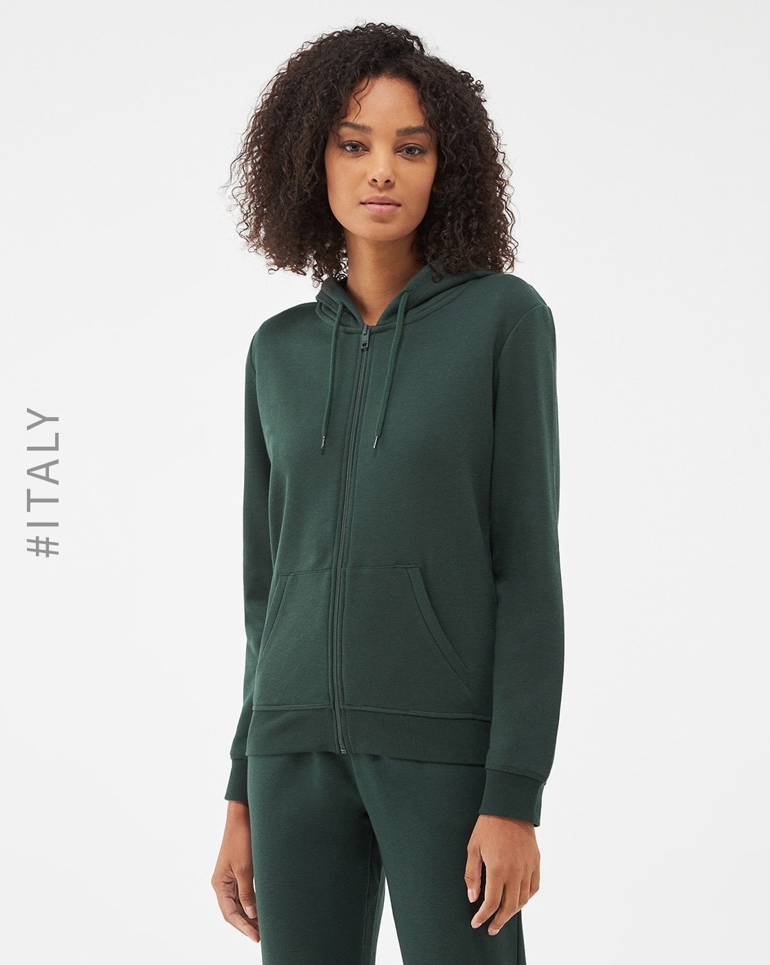 Dark green zip hot sale up hoodie womens