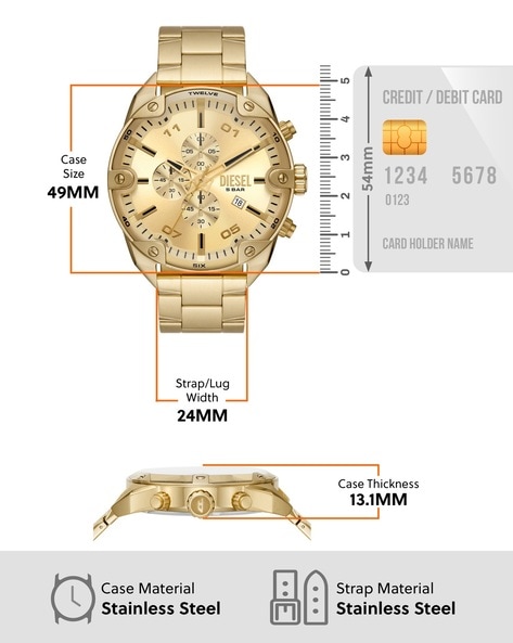 Men's Gold Tone Diesel Double Down 48 Chronograph Watch DZ4268 | Shop  Today. Get it Tomorrow! | takealot.com