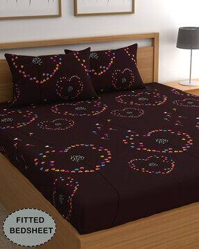 cg homes 180 TC Printed Double Fitted Bedsheet with Pillow Covers-picture-21
