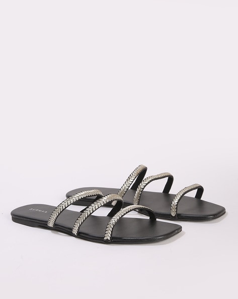 Silver strappy outlet flat sandals