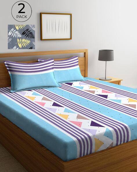 KLOTTHE Set of 2 210 TC King Size Bedsheet with Pillow Covers