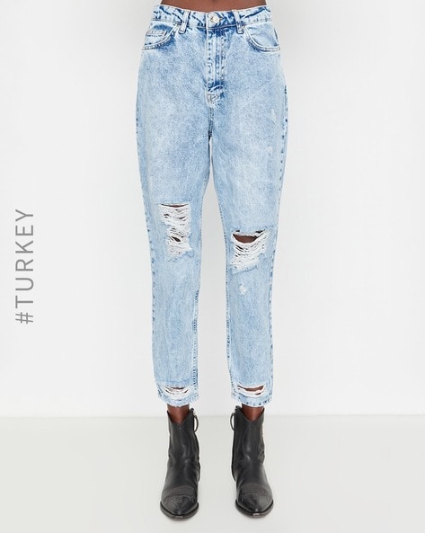 Buy Trendyol High Waist Ripped Jeans Online