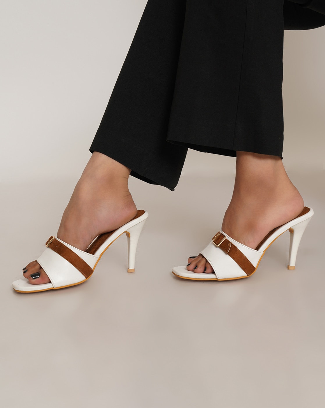 Buy White Heeled Sandals for Women by Fabbhue Online