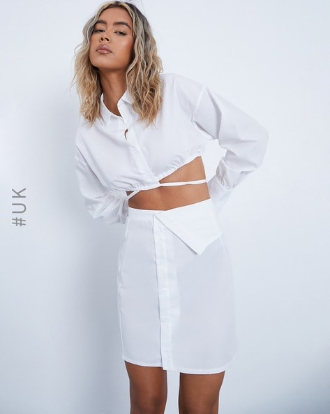 White Raw-hem organic-cotton fishtail denim skirt | Raey | MATCHES UK