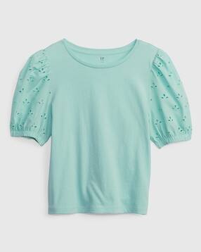 gap kids Cotton Top with Puff Eyelet Sleeves-picture-40