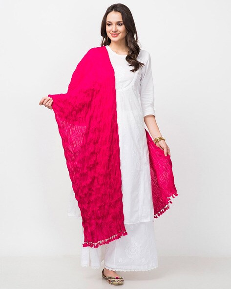 Crinkled Dupatta with Tassels Price in India