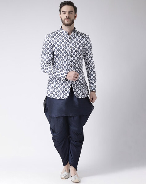 3 Piece Kurta Dhoti Set with Coat