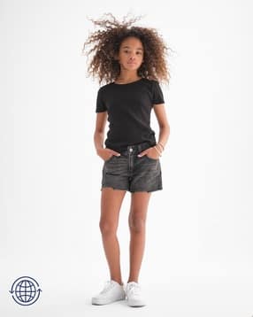 Washed Flat-Front Shorts-image-9
