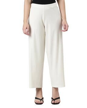 Ribbed Palazzos with Elasticated Waist