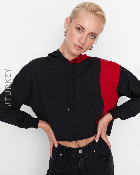 Red hot sale crop hoodies