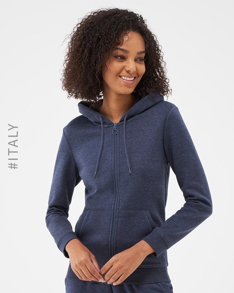 Blue zip 2024 hoodie women's