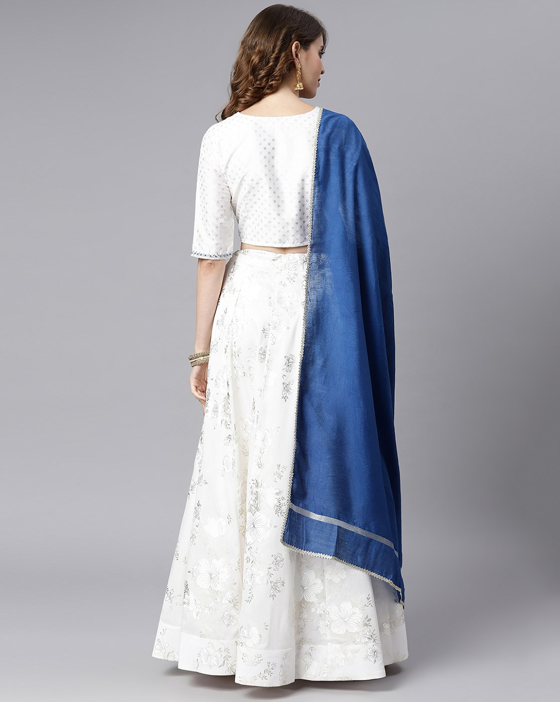 Off White Embroidered Silk Bridal Lehenga Choli