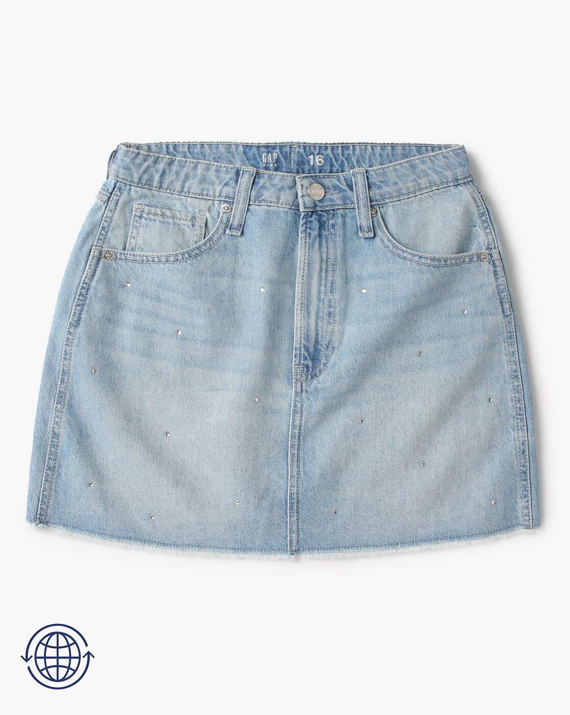 Blue High Waist Denim Skirt