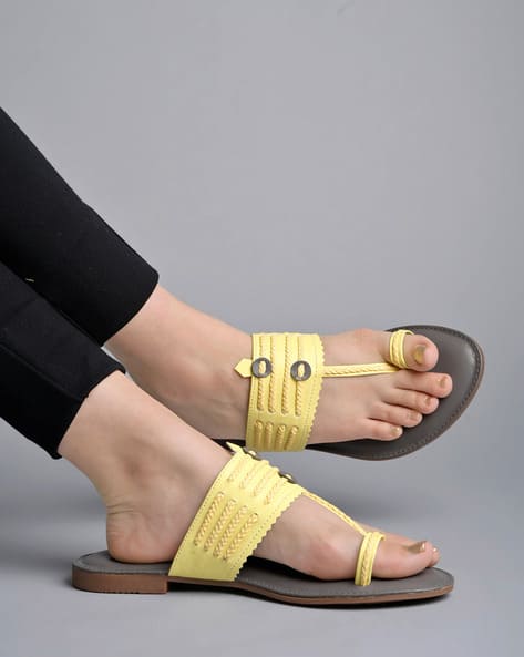 Buy Yellow Flat Sandals for Women by Shoetopia Online
