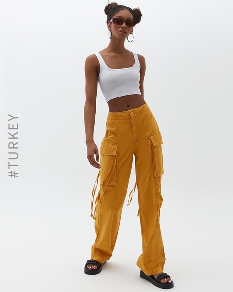 Lemon Yellow Wide Leg Cargo Pants | PrettyLittleThing USA