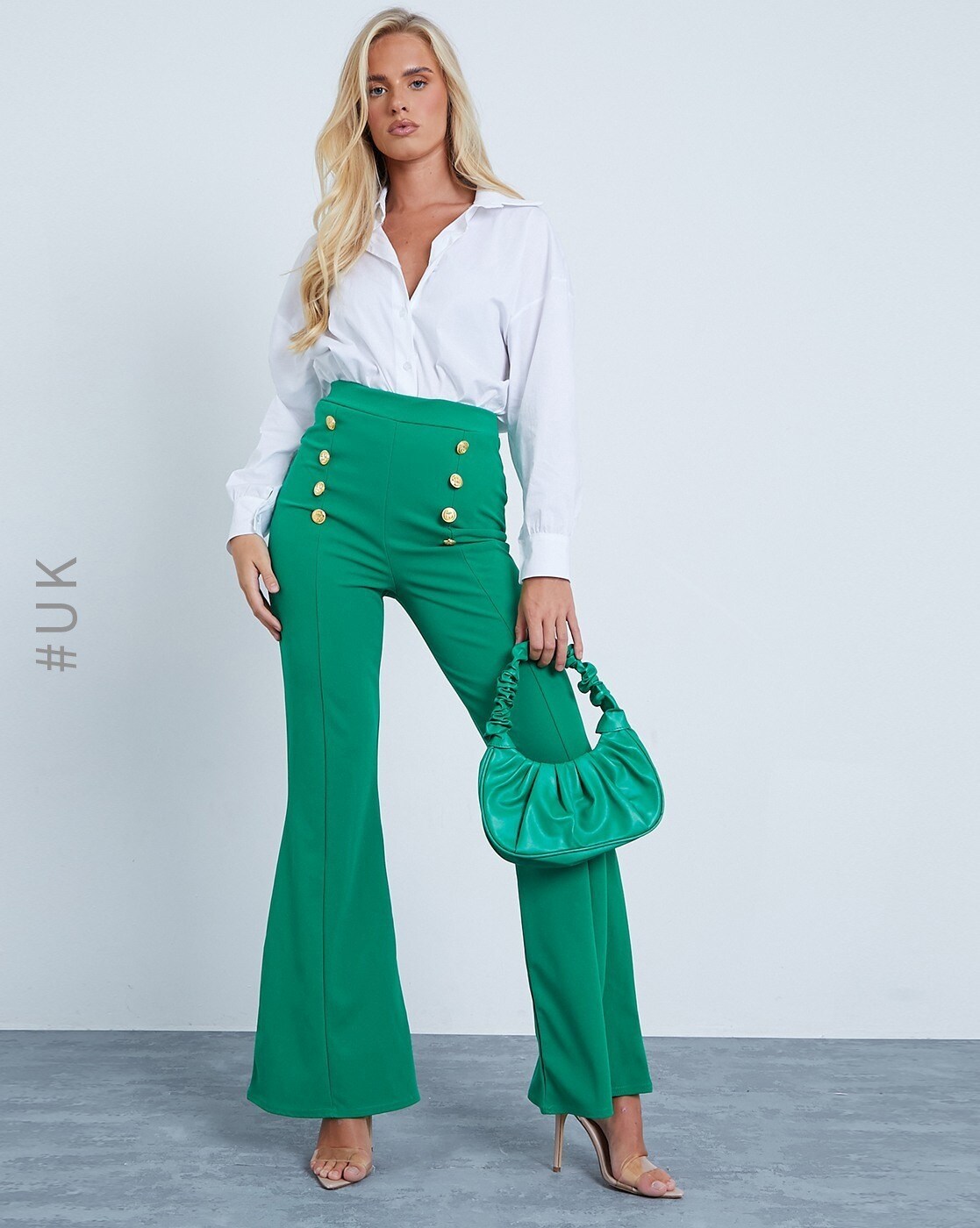 I SAW IT FIRST Western Bottoms  Buy I SAW IT FIRST Lime Green Wide Leg  Trousers  Top SET OF 2 Online  Nykaa Fashion