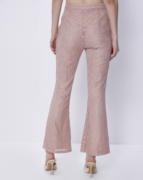 Tweed shimmer wide leg pants soft pink | Trendy Pants - Lush Fashion Lounge