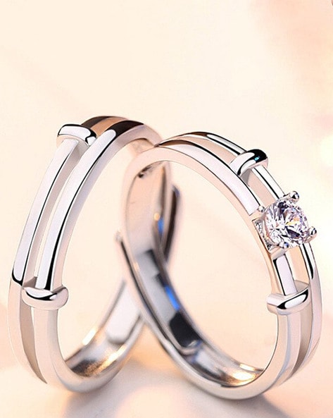 2PCS Heart Couple Rings Promise Rings for Couples 925 Sterling Silver  Adjustable Matching Rings for Couples His and Her Wedding Rings Set Size：  One Size | Statement ring silver, Promise rings for