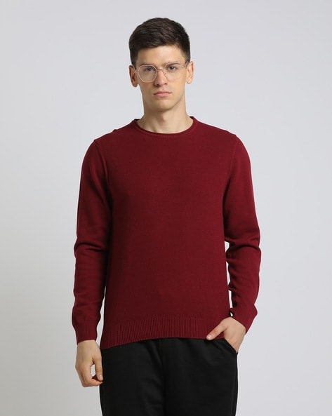 Crew-Neck Pullover with Ribbed Hems