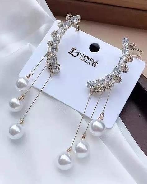 Rose Gold Zircon Pearl Drop Earrings – GIVA Jewellery