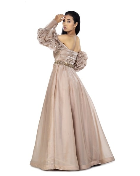 Bezoar pleated organza gown | Embellished gown, Organza gowns, Gowns