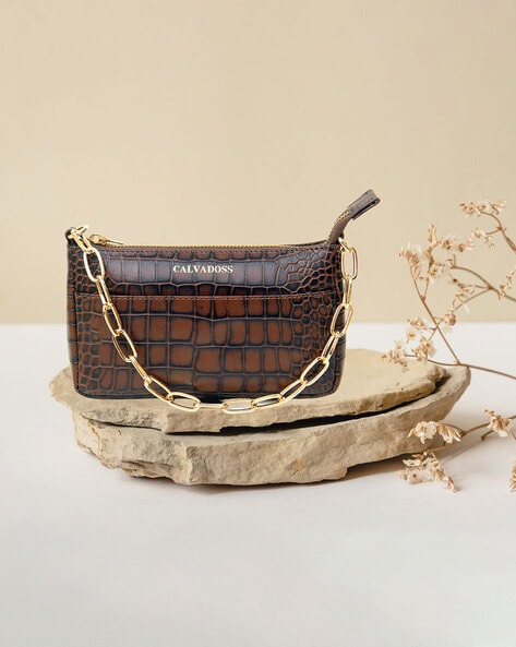 brown crocodile handbags