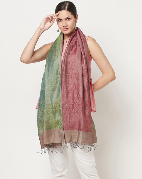 Colourblock Stole with Tassels Price in India