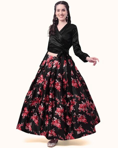 Floral Print Skirt-Suit Set