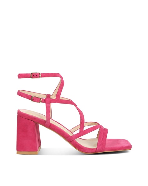 Block Heeled Sandals with Double Buckle CLosure