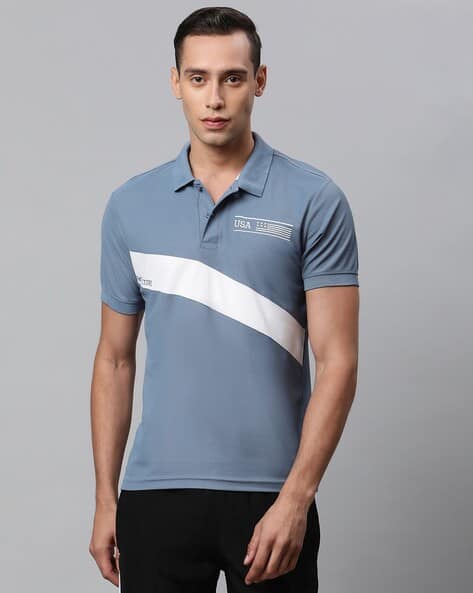 Slim Fit Polo T-Shirt with Placement Print