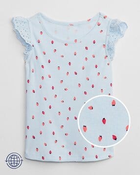 gap kids Printed Top with Schiffli Embroidered Sleeves-picture-29