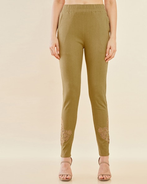 Embroidered Pants with Elasticated Waist Price in India