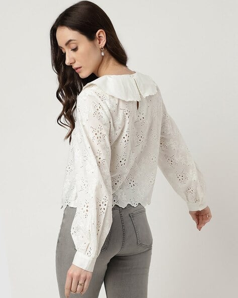 peter pan collar cotton blouse