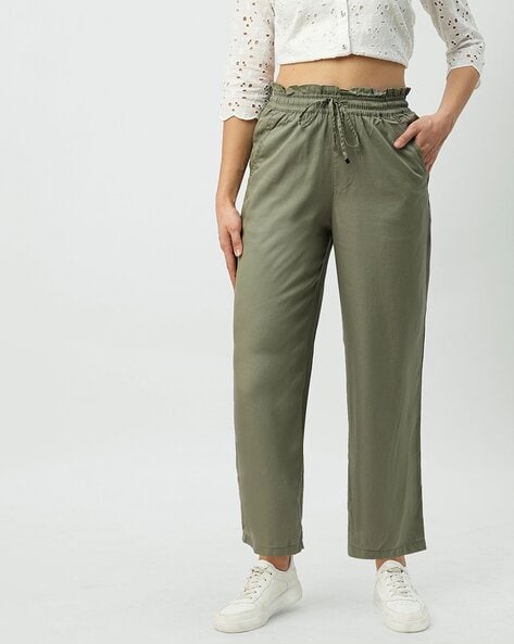 Buy Olive Green Trousers & Pants for Women by KRAUS Online | Ajio.com