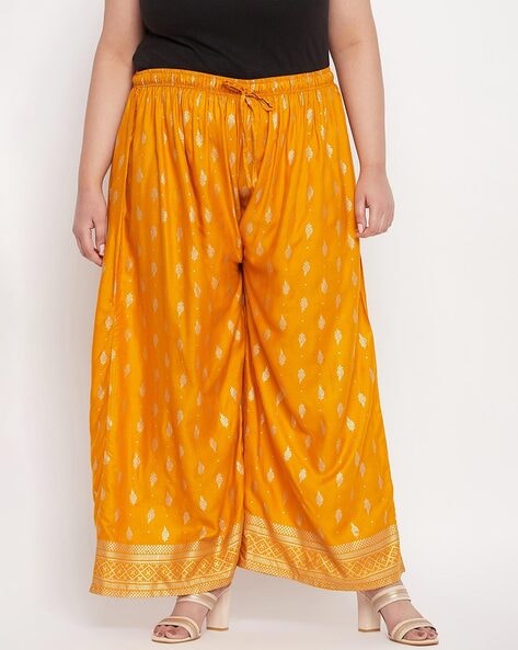 Floral Print Palazzos with Elasticated Drawstring Waistband Price in India