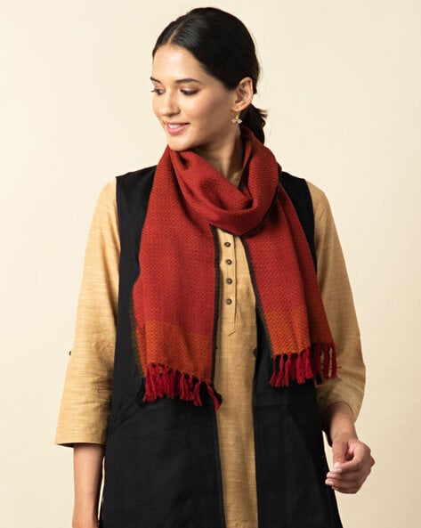 Wool Woven Muffler with Tassels Price in India