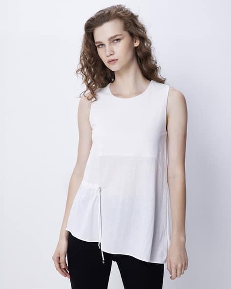 Cover Story Round-Neck Top with Toggle Waist