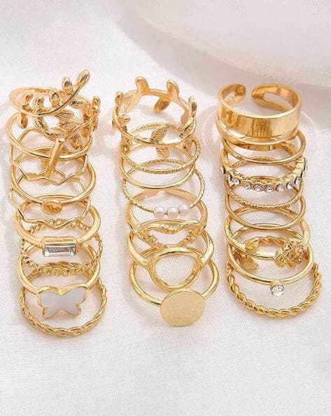 Jewels galaxy Set of 24 Gold-Plated Stackable Rings