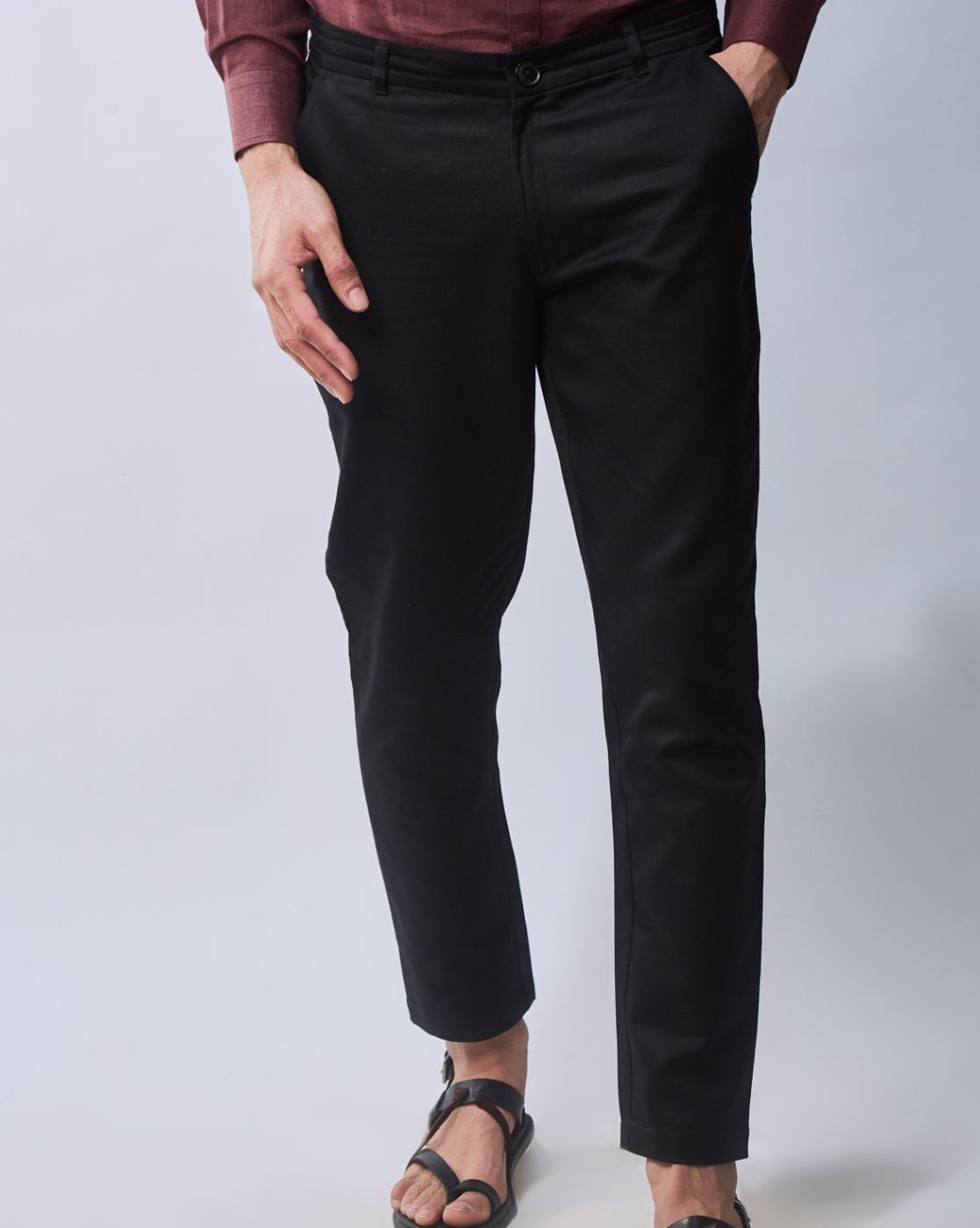 Ankle-Length Flat-Front Pants