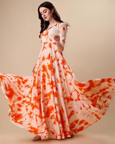 Orange Perry Cotton Long Dress